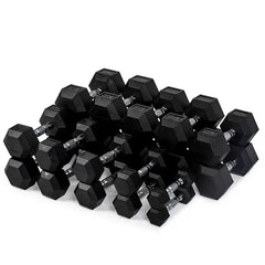 Rubber Hex Dumbbell Set 5-50LB | Commercial Gym Dumbbells | Pure Craft Industries