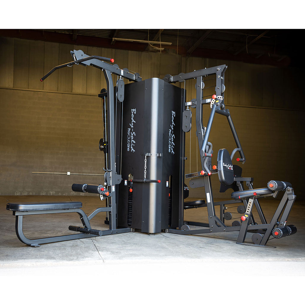 Body-Solid Pro Clubline Multi-Station Four Weight Stack Commercial Gym Machine, Upper & Lower Body Strength Training Functional Workout Stations for Weights Lifting and Bodybuilding, 310 lb