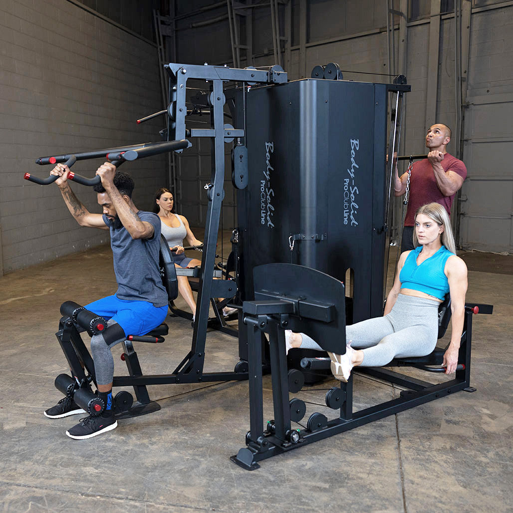 Body-Solid Pro Clubline Multi-Station Four Weight Stack Commercial Gym Machine, Upper & Lower Body Strength Training Functional Workout Stations for Weights Lifting and Bodybuilding, 310 lb