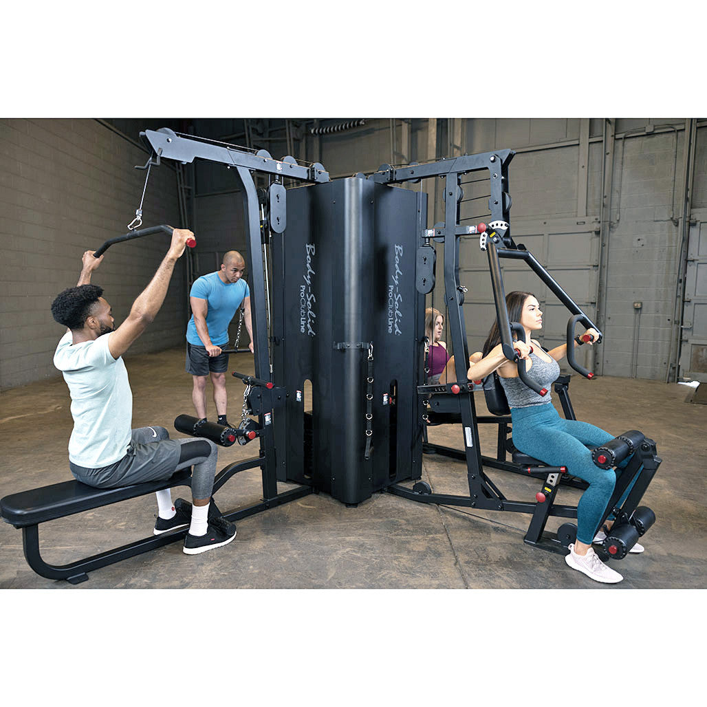 Body-Solid Pro Clubline Multi-Station Four Weight Stack Commercial Gym Machine, Upper & Lower Body Strength Training Functional Workout Stations for Weights Lifting and Bodybuilding, 310 lb
