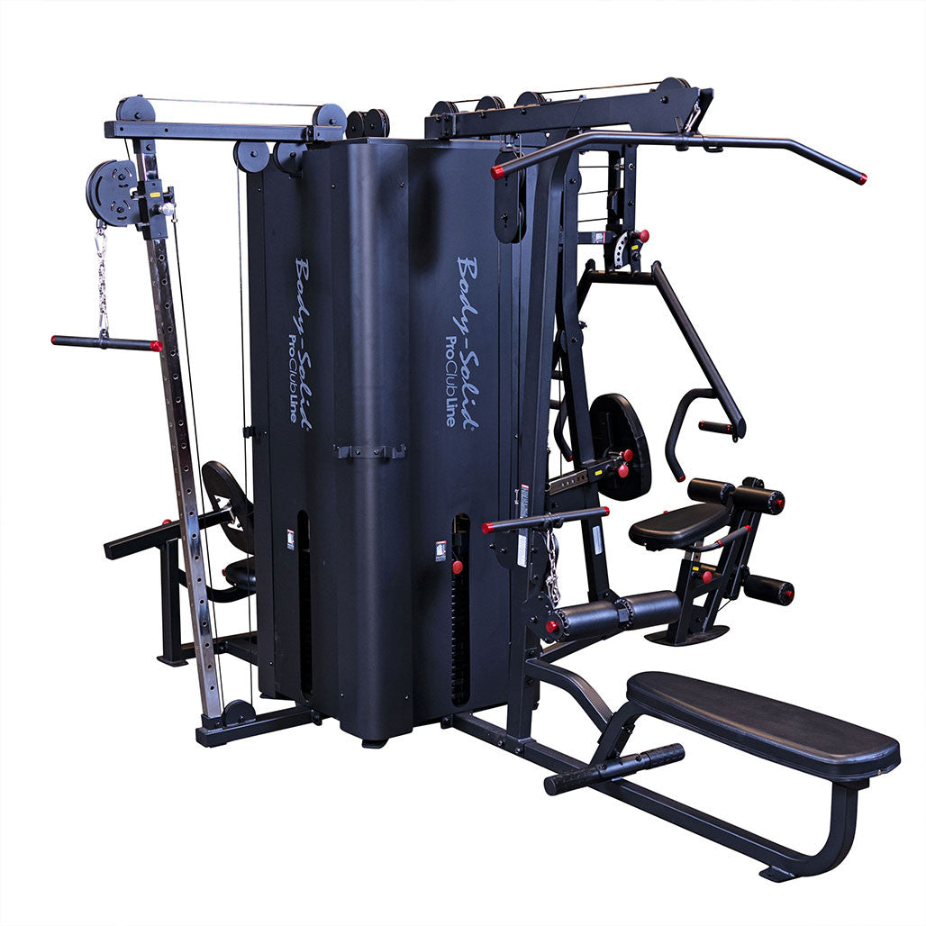 Body-Solid Pro Clubline Multi-Station Four Weight Stack Commercial Gym Machine, Upper & Lower Body Strength Training Functional Workout Stations for Weights Lifting and Bodybuilding, 310 lb