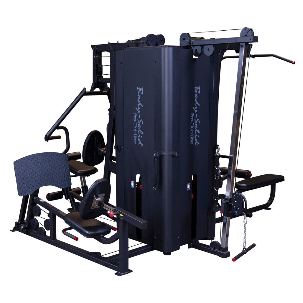 Body-Solid Pro Clubline Multi-Station Four Weight Stack Commercial Gym Machine, Upper & Lower Body Strength Training Functional Workout Stations for Weights Lifting and Bodybuilding, 310 lb