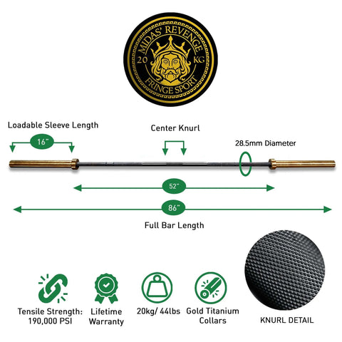 20kg Midas Revenge Bar Fringe Sport