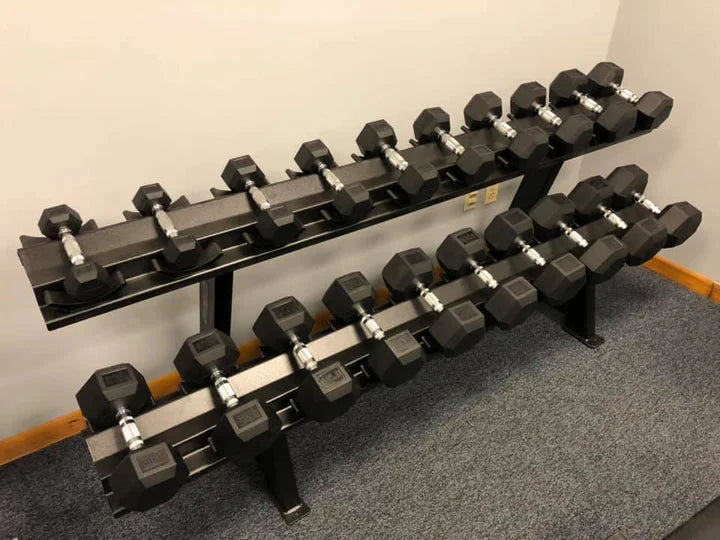 5–75 lb Rubber Hex Dumbbell Set (Rack Sold Separately)