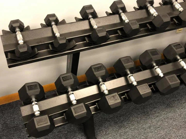 5–75 lb Rubber Hex Dumbbell Set (Rack Sold Separately)