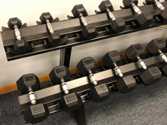 5–75 lb Rubber Hex Dumbbell Set (Rack Sold Separately)