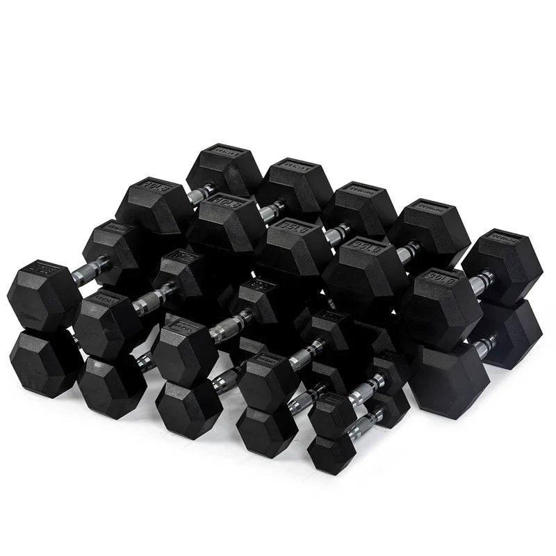 Rubber Hex Dumbbell Set 5-50LB | Commercial Gym Dumbbells | Pure Craft Industries