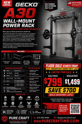 GECKO A30™ WALL-MOUNT POWER RACK COMMERCIAL STRENGTH. COMPACT DESIGN. UNBEATABLE VALUE. Pure Craft Industries