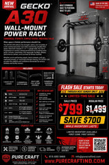 GECKO A30™ WALL-MOUNT POWER RACK COMMERCIAL STRENGTH. COMPACT DESIGN. UNBEATABLE VALUE.