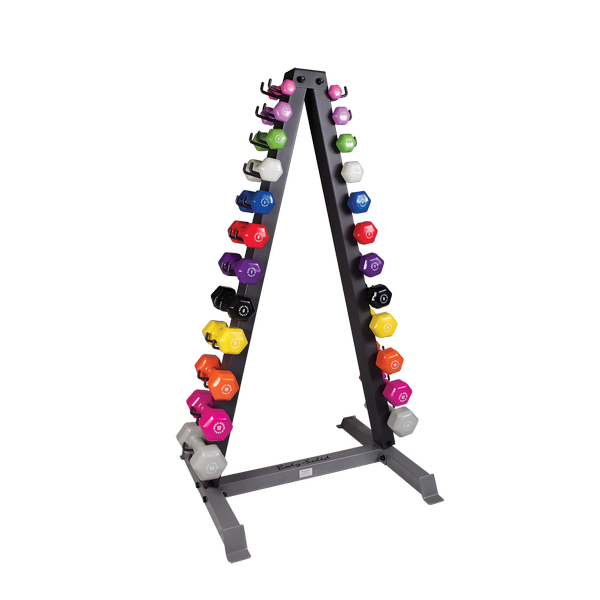 12 Pair Neoprene Rack with Rack, Includes GDR24 and pairs Neoprene Dumbbells 1-15lbs - [GDR24-NPACK]