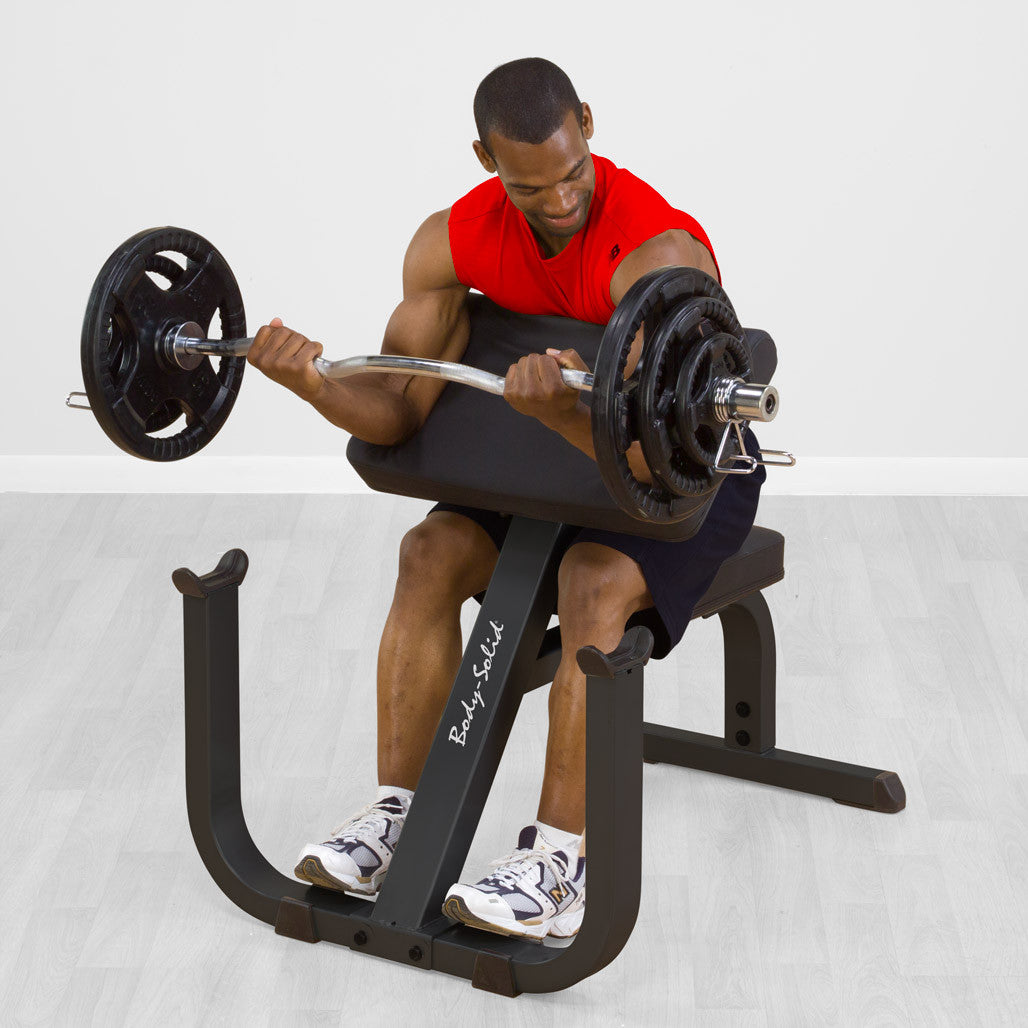 Body-Solid Preacher Curl Bench - Adjustable Arm Curl Bench for Bicep Workouts, High Tensile Strength, DuraFirm Padding - Weight Training Equipment