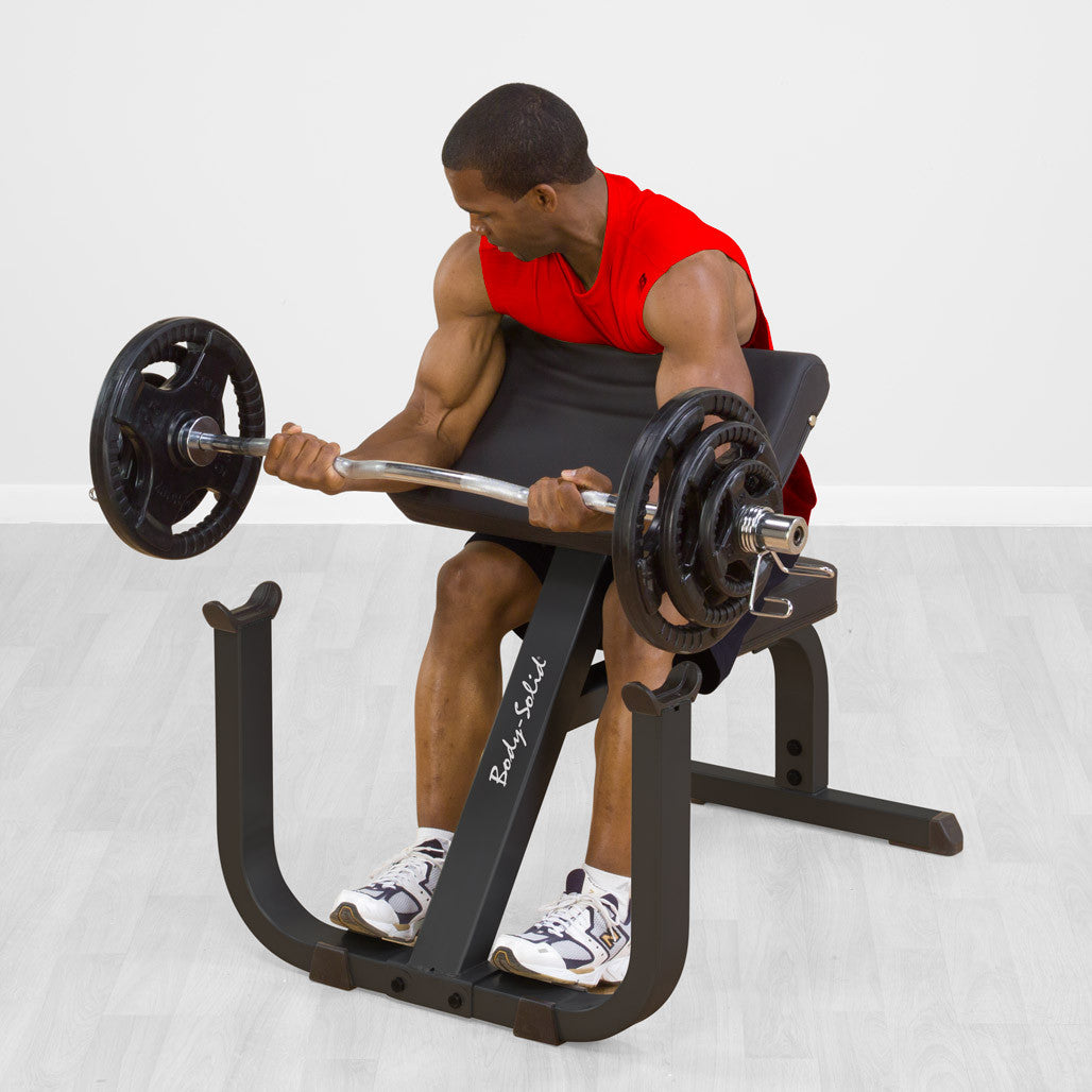 Body-Solid Preacher Curl Bench - Adjustable Arm Curl Bench for Bicep Workouts, High Tensile Strength, DuraFirm Padding - Weight Training Equipment