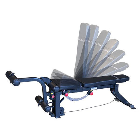 Body-Solid (GLEG) Adjustable Weight Bench with Cabled Leg Developer for Power Rack Weight Attachment, Foldable Workout Bench for Dumbbell Workouts, Incline Decline Bench Body-Solid