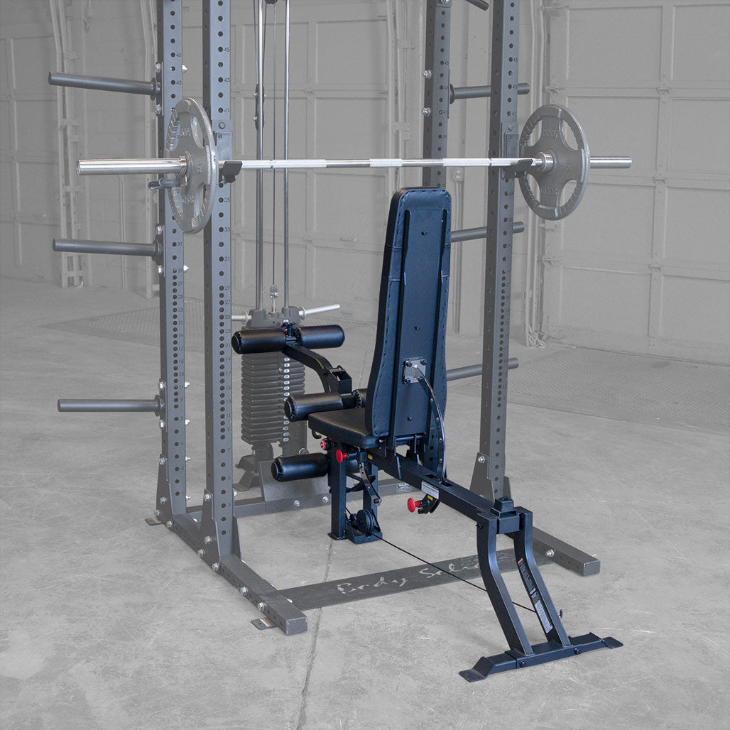 Body-Solid (GLEG) Adjustable Weight Bench with Cabled Leg Developer for Power Rack Weight Attachment, Foldable Workout Bench for Dumbbell Workouts, Incline Decline Bench