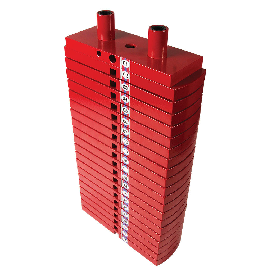 HP200 - PREMIUM RED STEEL WEIGHT STACK 200LBS, 20 X 10LB PLATES AND TOP PLATE