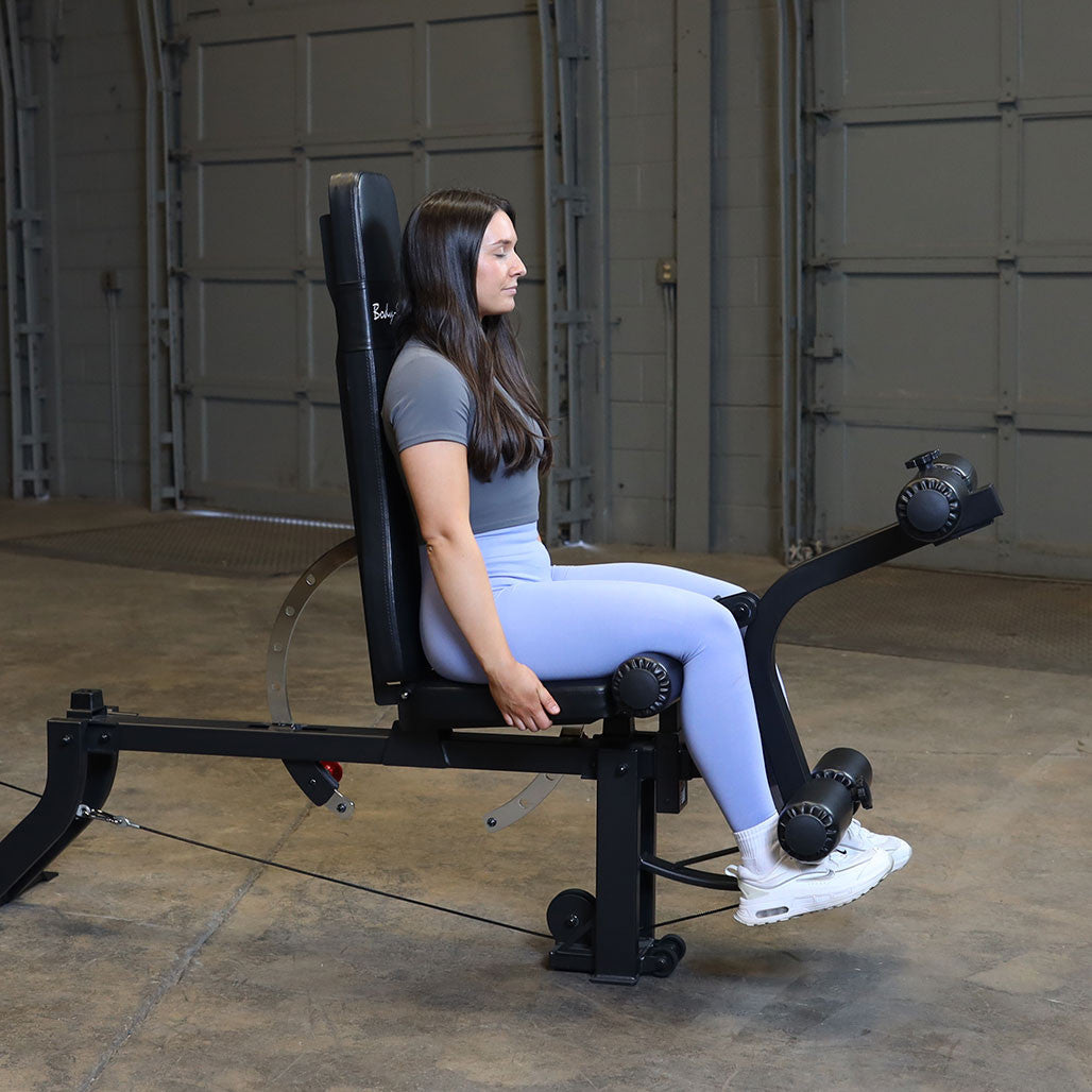 Body-Solid (GLEG) Adjustable Weight Bench with Cabled Leg Developer for Power Rack Weight Attachment, Foldable Workout Bench for Dumbbell Workouts, Incline Decline Bench