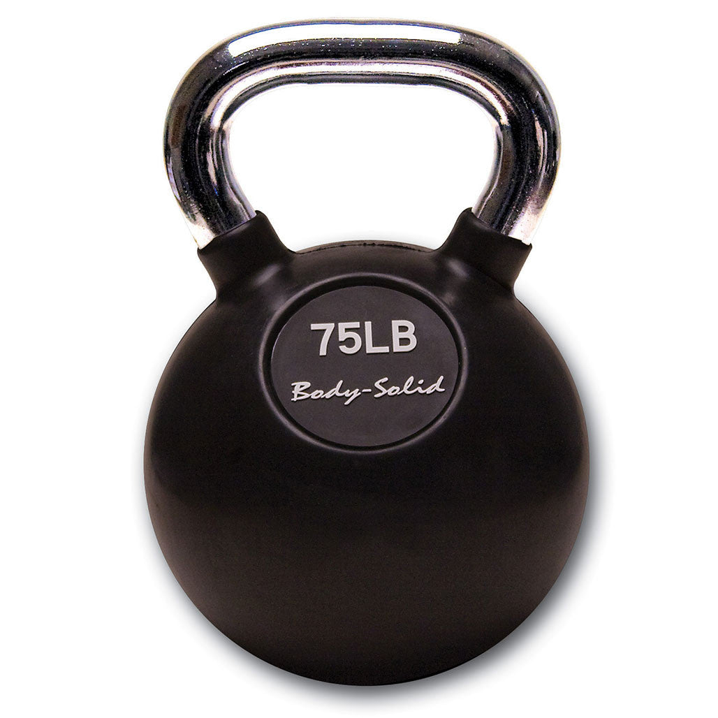 KBC75 - Chrome, Rubber Kettlebell 75lb