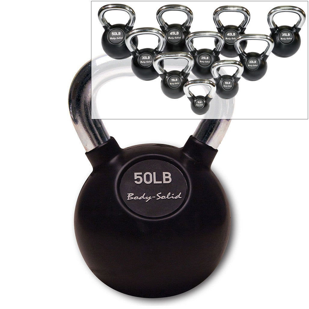 KBC75 - Chrome, Rubber Kettlebell 75lb