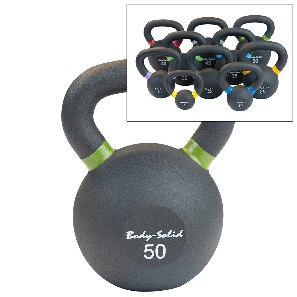 KBR50 - Iron Powder Coat Kettlebells 5-100 Pounds - Body-Solid