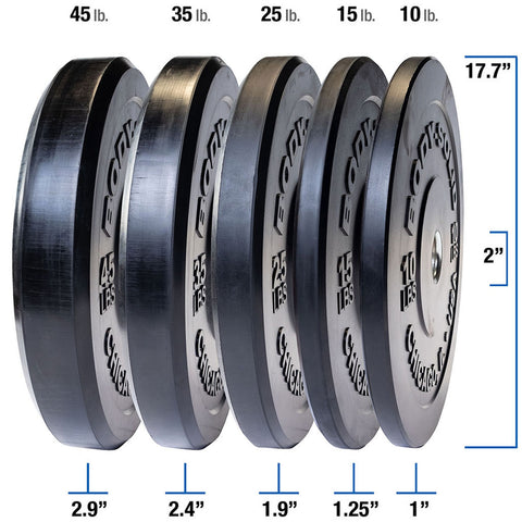 260 LB Black Bumper Plate Set - Full Commercial, 1-3 Year Warranty (OBPX260)