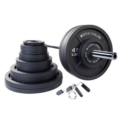 300 LB Cast Olympic Weight Set - Black Bar