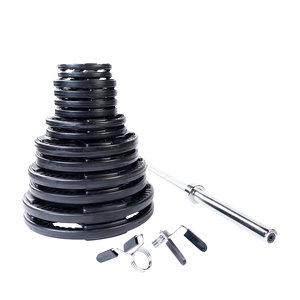 300 LB Rubber Grip Oly Set, Chrome Bar