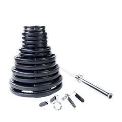 300 LB Rubber Grip Oly Set, Chrome Bar