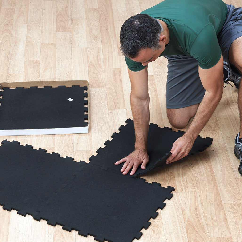 4 piece puzzle mat, 19.7" square, 7/16" thick, black