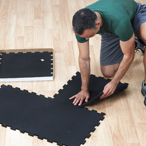 4 piece puzzle mat, 19.7" square, 7/16" thick, black