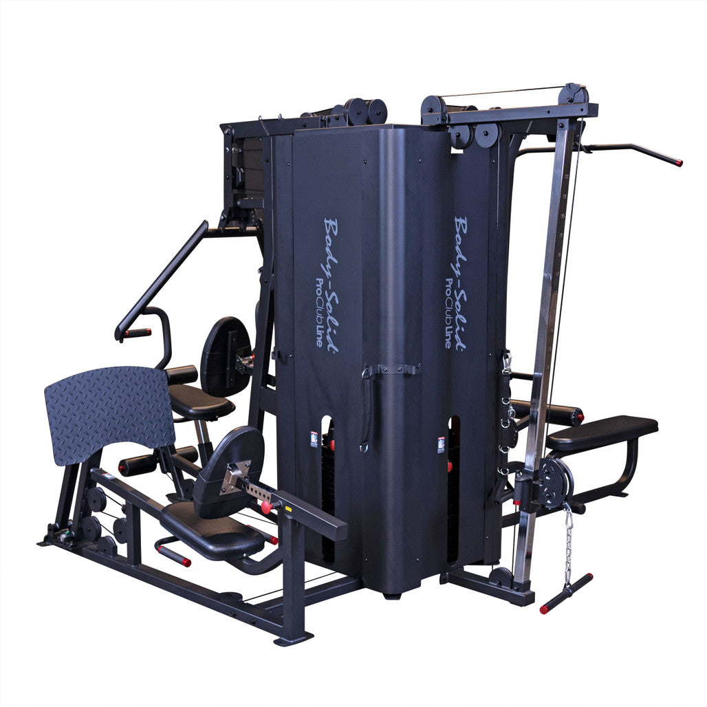 Body-Solid Pro Clubline Multi-Station Four Weight Stack Commercial Gym Machine, Upper & Lower Body Strength Training Functional Workout Stations for Weights Lifting and Bodybuilding, 310 lb