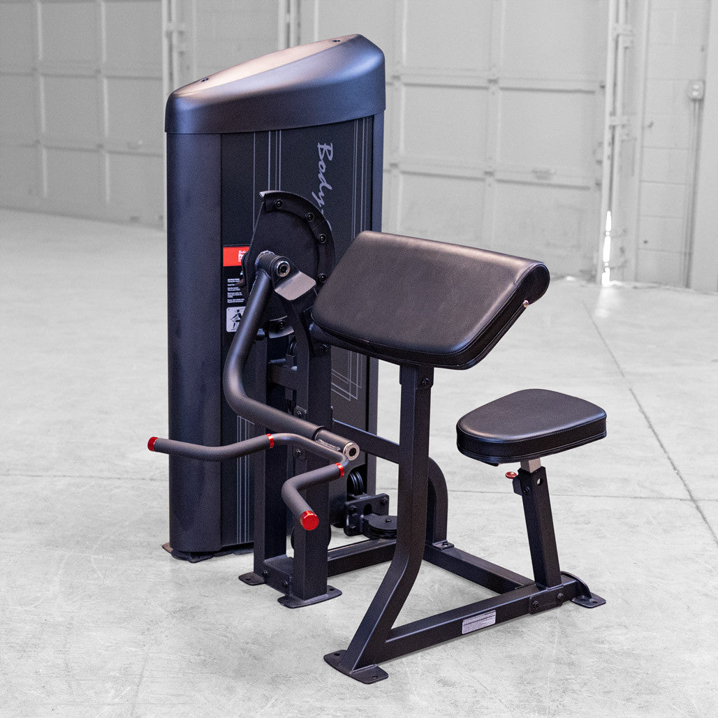 Body-Solid Pro Clubline Bicep Preacher Curl Machine for Home and Commercial Gym with Multi Grip Revolving Handle Bar, Strength Training Equipment for Upper Body with 235lb Weights Stack