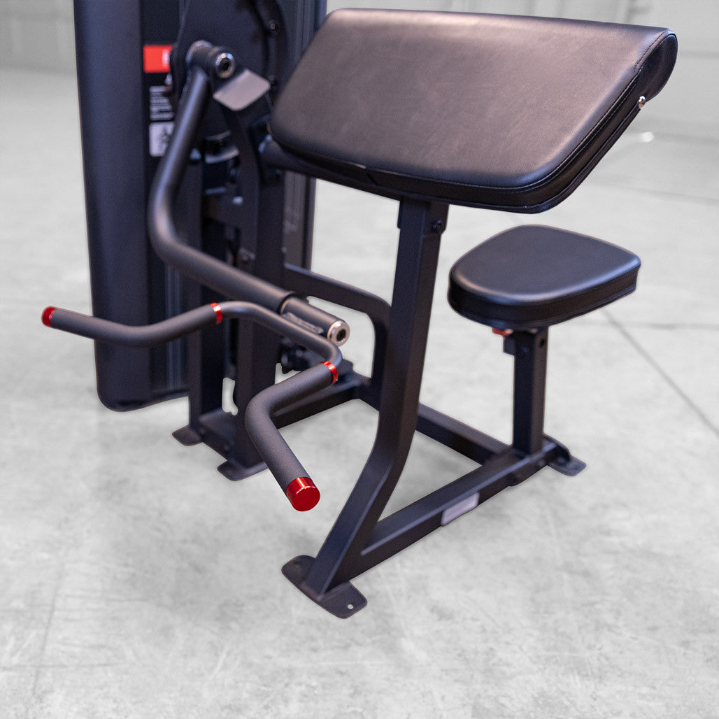 Body-Solid Pro Clubline Bicep Preacher Curl Machine for Home and Commercial Gym with Multi Grip Revolving Handle Bar, Strength Training Equipment for Upper Body with 235lb Weights Stack