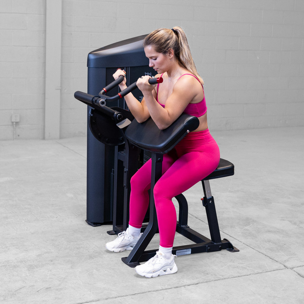 Body-Solid Pro Clubline Bicep Preacher Curl Machine for Home and Commercial Gym with Multi Grip Revolving Handle Bar, Strength Training Equipment for Upper Body with 235lb Weights Stack