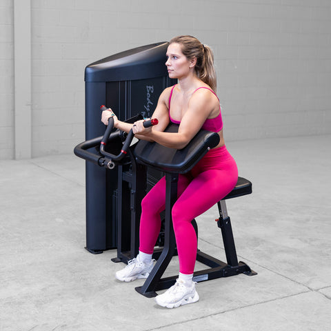 Body-Solid Pro Clubline Bicep Preacher Curl Machine for Home and Commercial Gym with Multi Grip Revolving Handle Bar, Strength Training Equipment for Upper Body with 235lb Weights Stack
