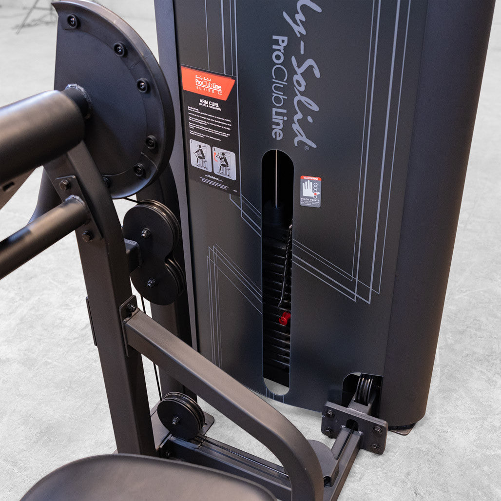 Body-Solid Pro Clubline Bicep Preacher Curl Machine for Home and Commercial Gym with Multi Grip Revolving Handle Bar, Strength Training Equipment for Upper Body with 235lb Weights Stack
