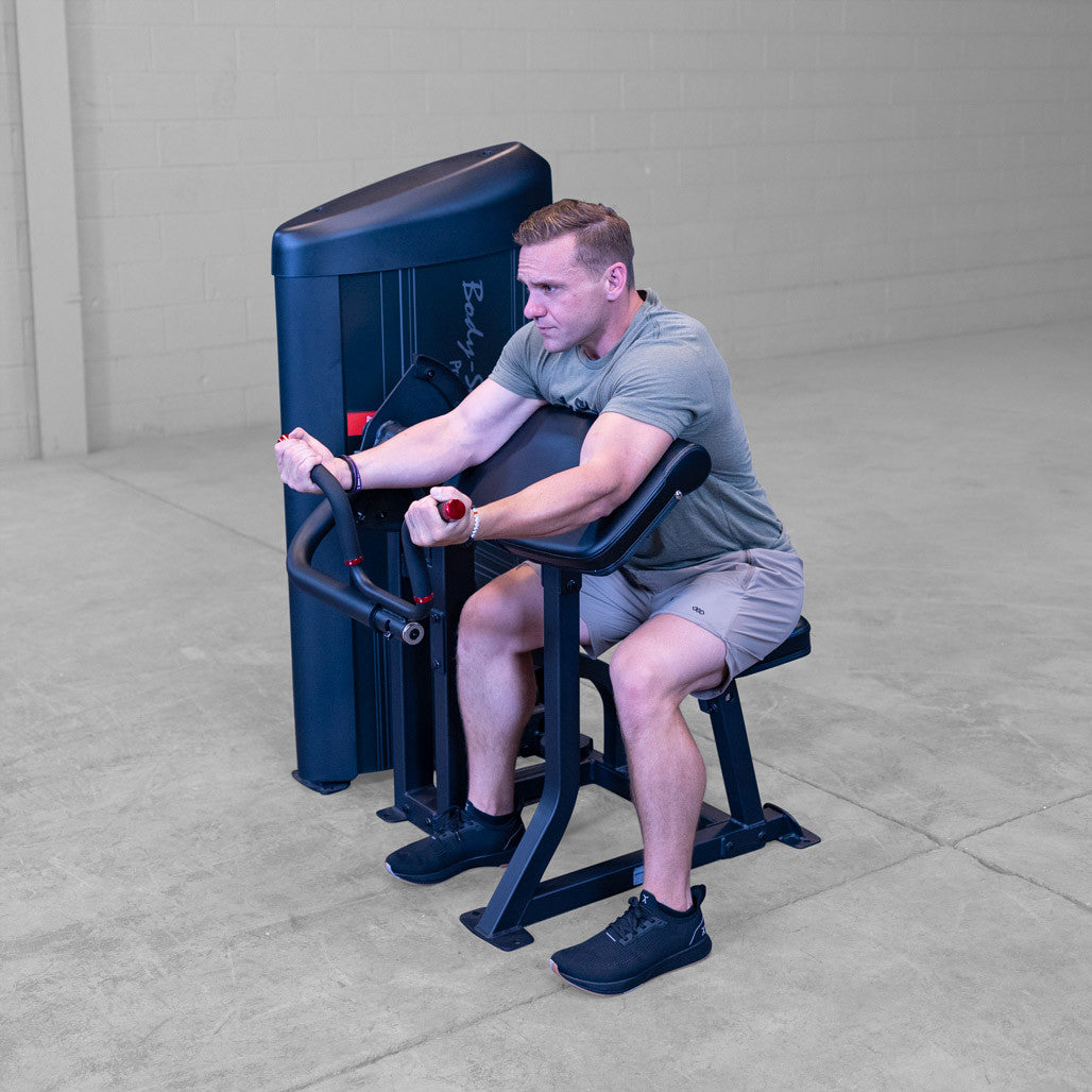 Body-Solid Pro Clubline Bicep Preacher Curl Machine for Home and Commercial Gym with Multi Grip Revolving Handle Bar, Strength Training Equipment for Upper Body with 235lb Weights Stack