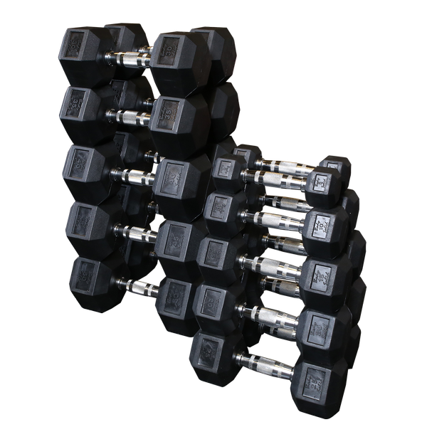 Grey Hex Dumbell set 5-50lb pairs
