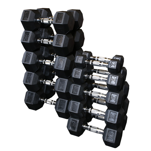 Grey Hex Dumbell set 5-50lb pairs
