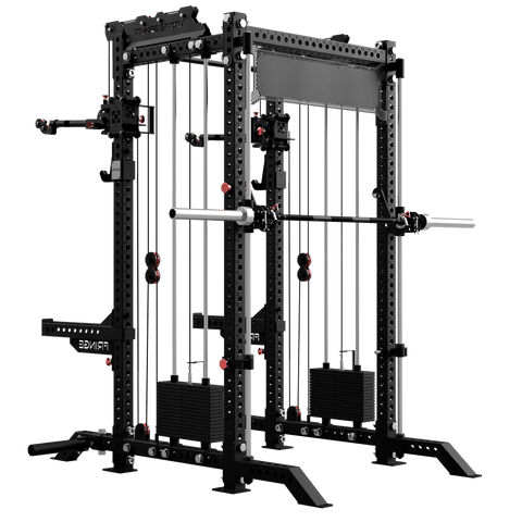 The Dane 2.0 Fully Loaded - Half Rack with Cable Crossover and Smith Machine Fringe Sport
