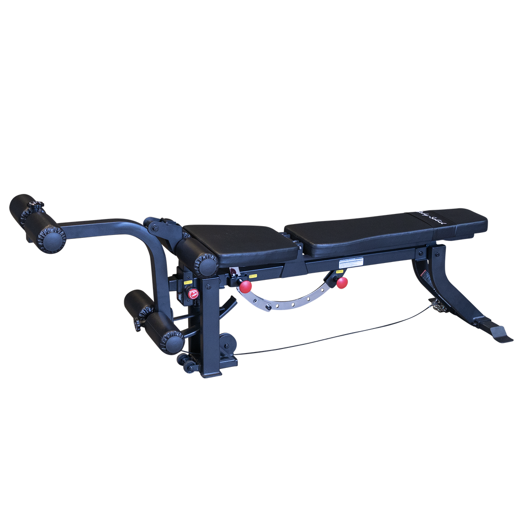 Body-Solid (GLEG) Adjustable Weight Bench with Cabled Leg Developer for Power Rack Weight Attachment, Foldable Workout Bench for Dumbbell Workouts, Incline Decline Bench